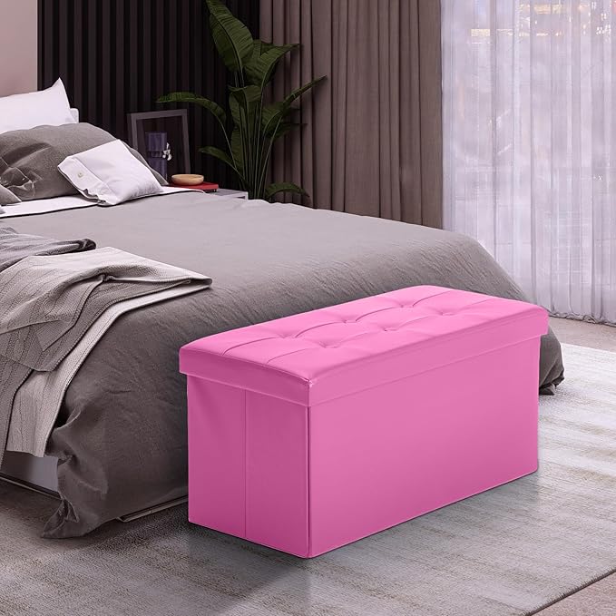 COSYLAND Ottoman Bench with Storage 30x15x15 inches White Ottoman