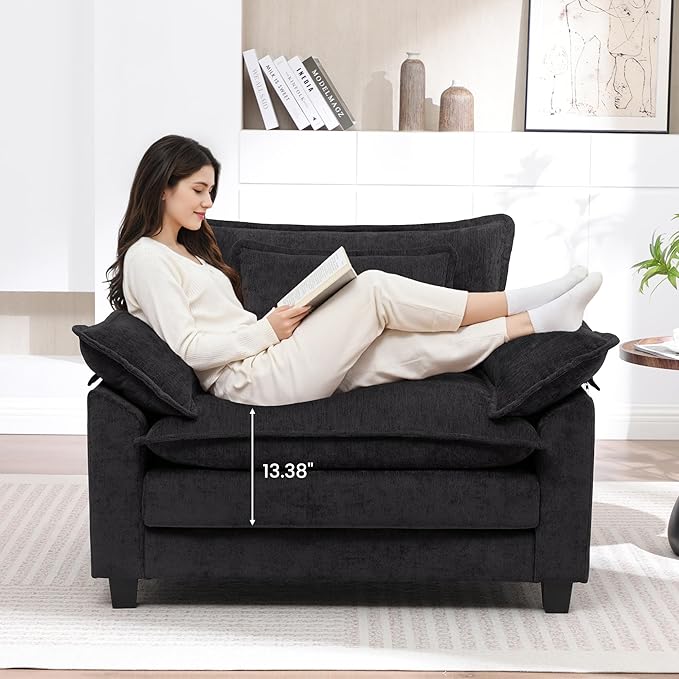 Modern Oversized Accent Chairs Set of 2, Chenille Cloud Sofa Chair
