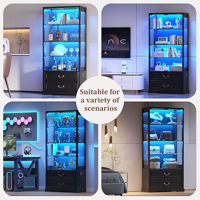TAGELIER 67" Tall Display Cabinet