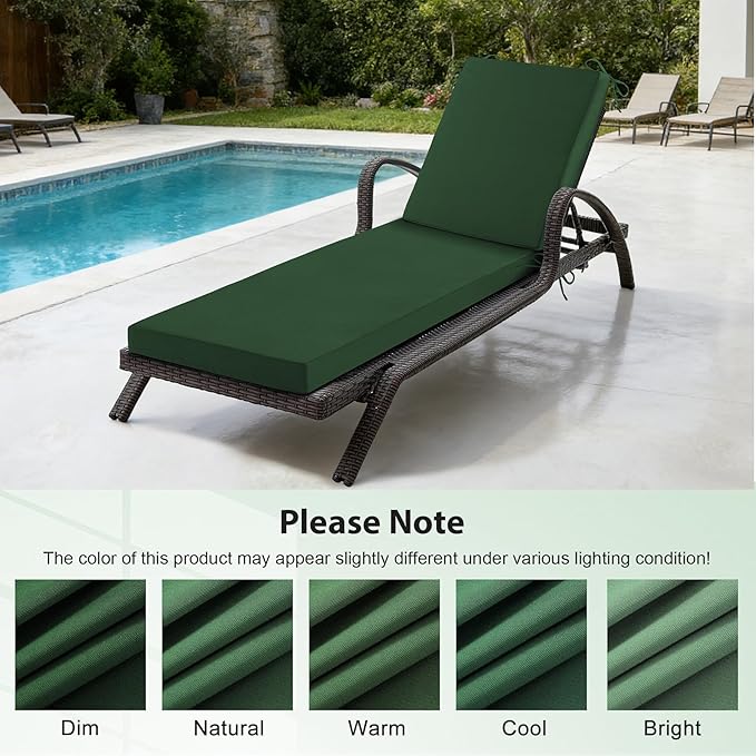 2 Pcs Chaise Lounge Cushions Outdoor Set of 2, Outdoor Chaise Cushion