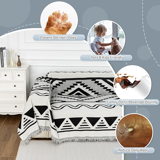 MYSKY HOME Couch Cover for Sectional Sofa Set Boho Geometric Furniture Sofa