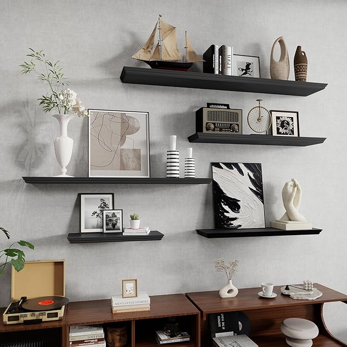 Fun Memories Floating Shelves 32 Inch Long, 9.3 Inch Deep Classic Crown Molding