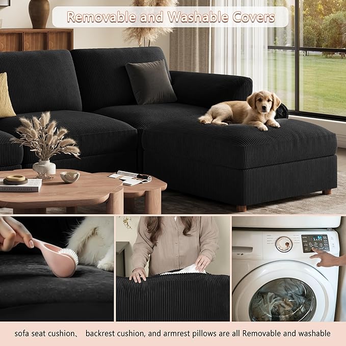 EASE MOOSE Sectional Modular Sofa, Comfty 3 Seat Cloud Couch, FSC Certified