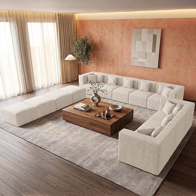 MONVANE Modular Sectional Sofa, Oversized 12 Seat Convertible U Shaped Couch