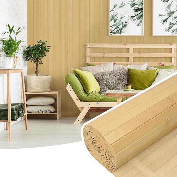 Bamboo Wall Panel for Interior Wall Decor, Renewable Pole Wrap Wainscoting Roll
