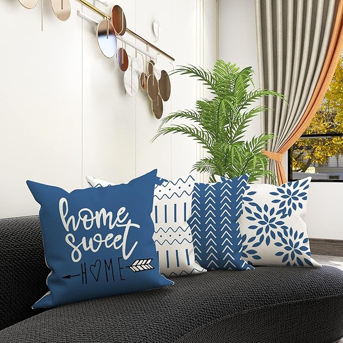 YCOLL Pillow Covers 18x18 Set of 4, Modern Sofa Throw Pillow Cover, Decorative