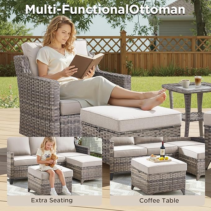 10 Piece Patio Furniture Set-High Back Outdoor Furniture Set Sectional Sofa