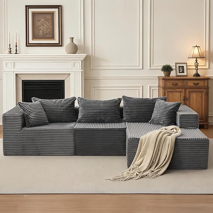 Hetoy Oversized L Shape Modular Sofa, Soft Modular Sectional Couch