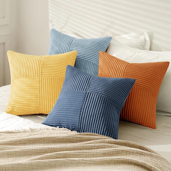 MIULEE Summer Yellow Blue Decorative Throw Pillow Covers 20x20 Inch Set of 4