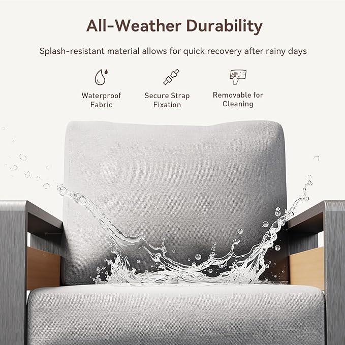 Aoxun Aluminum Outdoor Patio Furniture Set, 3 Seats Metal Sectional Patio