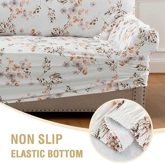 H.VERSAILTEX Floral Pattern Chair Cover Printed Sofa Slipcovers High Stretch