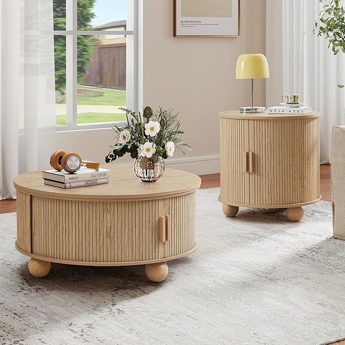 Fluted Round Lift Top Coffee Table