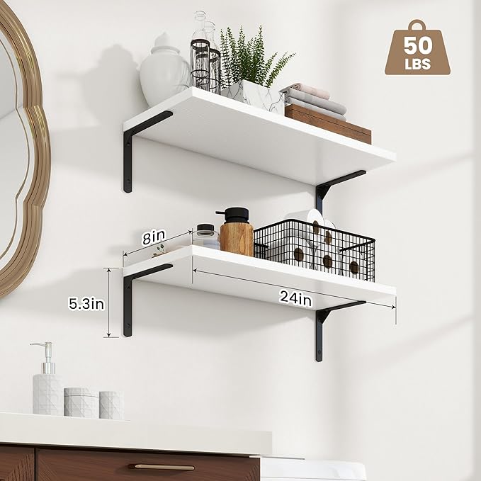 Fun Memories Deep Floating Shelves, 24W x 8D Floating Shelves Set of 2