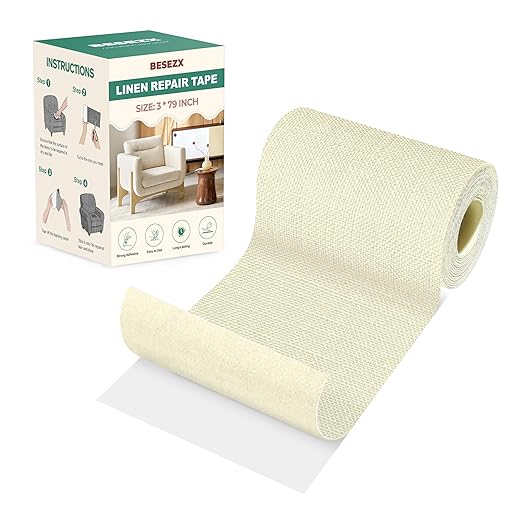 BESEZX Linen Fabric Repair Tape, 3x79 Inch Self Adhesive Repair Patches