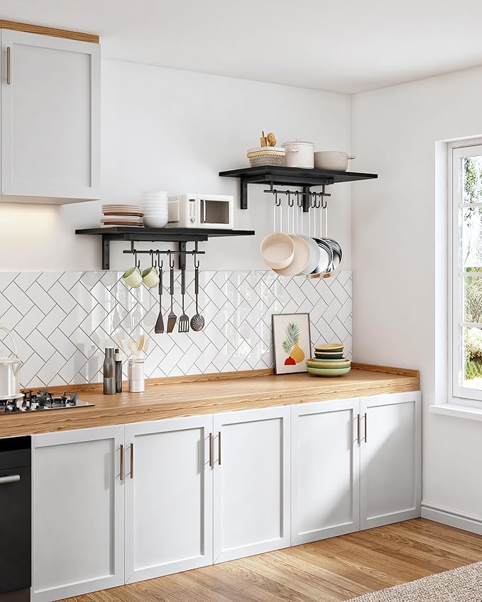 CHOEZON Wall-Mounted Pot Racks, Floating Shelves, Vintage Pot Hangers