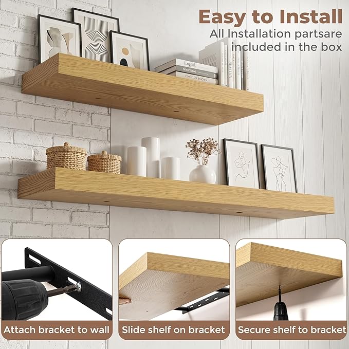FLYJOE Floating Shelves for Wall, 20 Inch Floating Shelves Set of 2, Kitchen