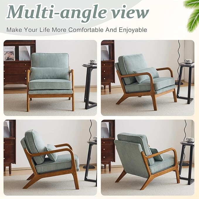 VINGLI Upgraded Premium Corduroy Accent Chairs Set of 2, Upholstered Arm Chair