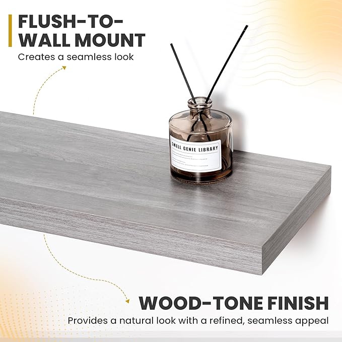 Acovy 72 Inch Floating Shelves, 9.3" Deep Floating Shelf Wall Mounted, Rustic