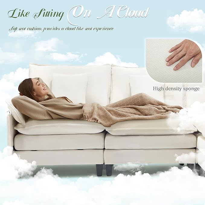 Cloud Couch, Deep Seat Couches for Living Room, Bedroom and Apartment, L Shaped