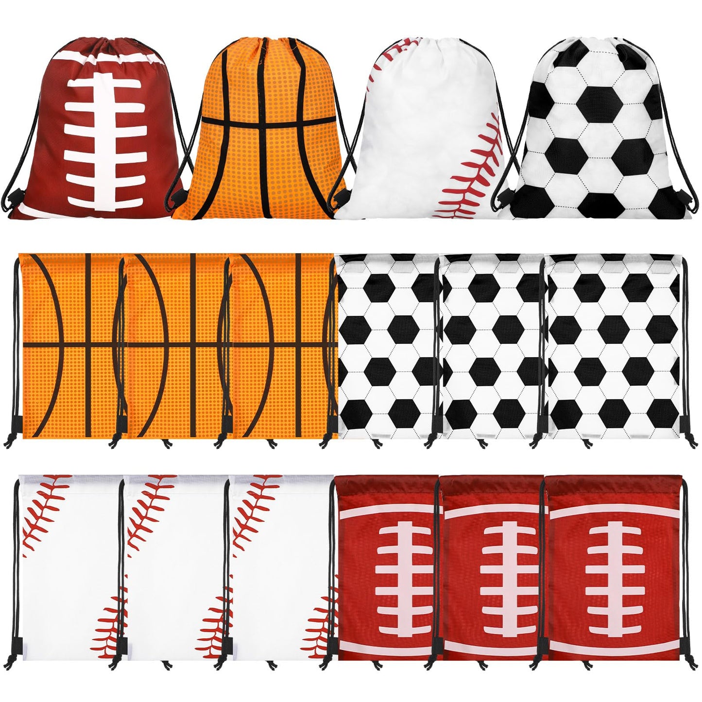 Shappy 12 Pieces Sport Drawstring Bags Bulk Small Sport Goodie Bags Snack Treat Backpack for Ball Birthday Party Favor Team Gifts(7 x 10 Inch)