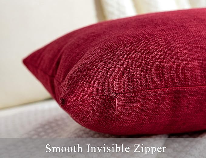 Stellhome Christmas Decorative Burlap Throw Pillow Covers Square Solid