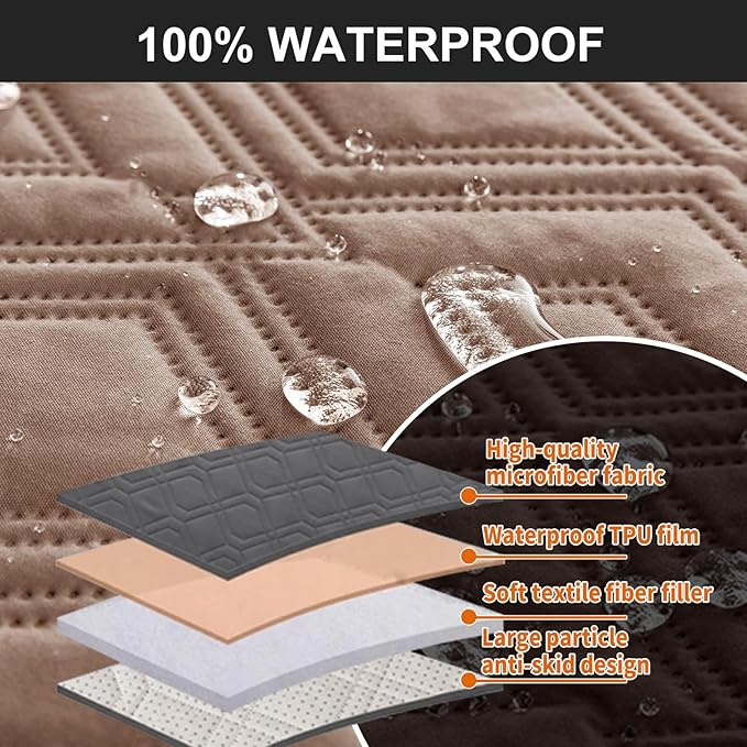 Genina Waterproof Couch Cover for Reclining Couch 3 Seater Non-Slip, Washable