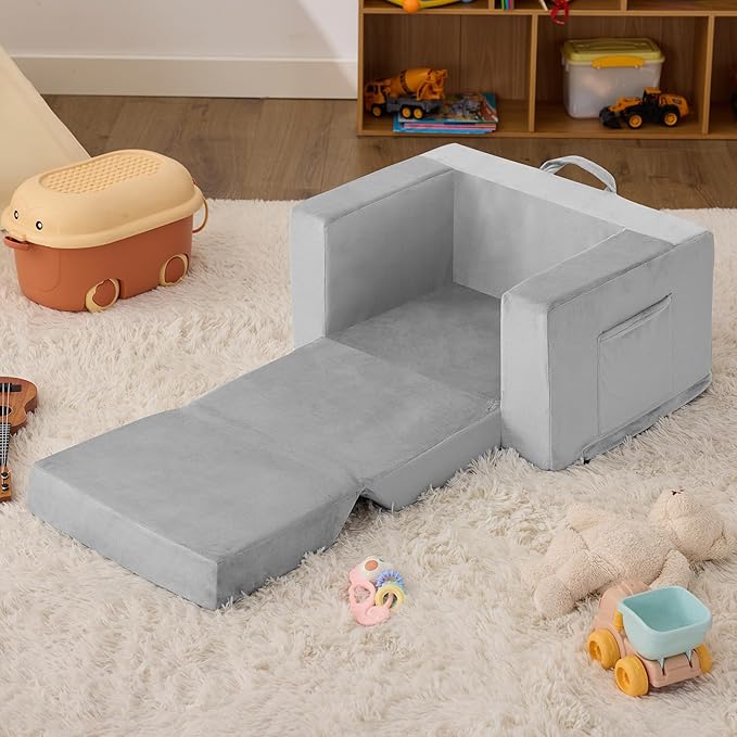 Kids Couch, 2-in-1 Toddler Chair Comfy 1-3 Years Old, Convertible Kids Chair