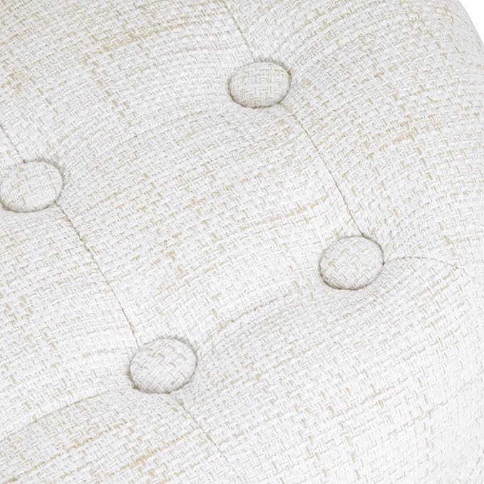 Homepop Home Decor | Upholstered Round Tufted Foot Rest Ottoman | Ottoman