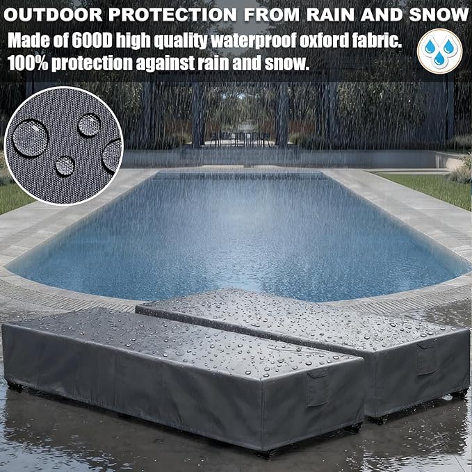 Lounge Chair Covers Outdoor Waterproof Patio Chaise Lounge Cover 600D Weather