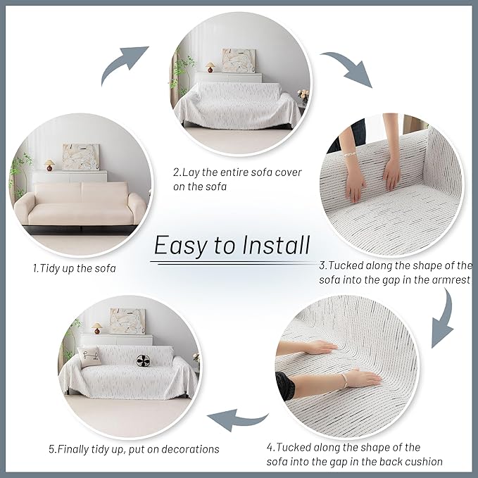 MYSKY HOME Boho Couch Cover White Sofa Covers