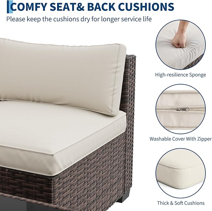 GarveeHome 7-Piece Modular Outdoor Patio Set, Sectional Rattan Wicker Sofa