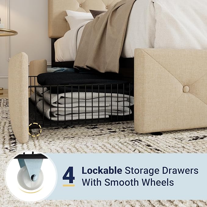 Allewie Upholstered Full Size Platform Bed Frame
