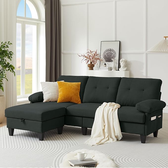 Sectional Sofa Couch for Living Room, Deep 3-Seater L Shaped Couches