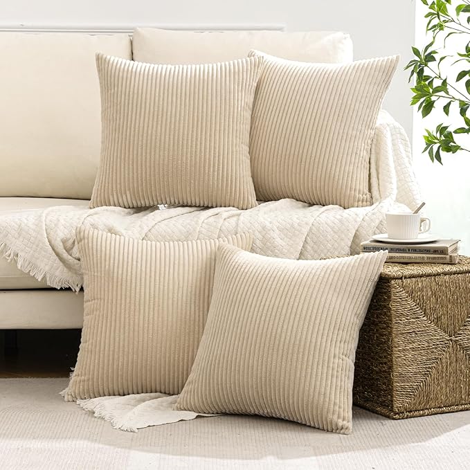 MIULEE Boho Farmhouse Throw Pillow Covers 18x18 Inch Set of 4 Mordern Nordic