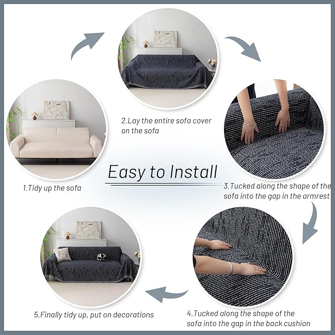 MYSKY HOME Loveseat Cover Navy Couch Cover Sectional Couch Covers