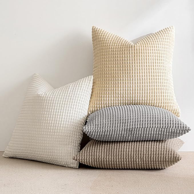 MIULEE Neutral Harmony Decorative Pillow Covers 18x18 Inch Set of 4 Rustic