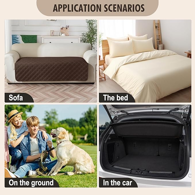 Genina Waterproof Couch Cover, Washable Anti-Slip 78inch Sofa Covers