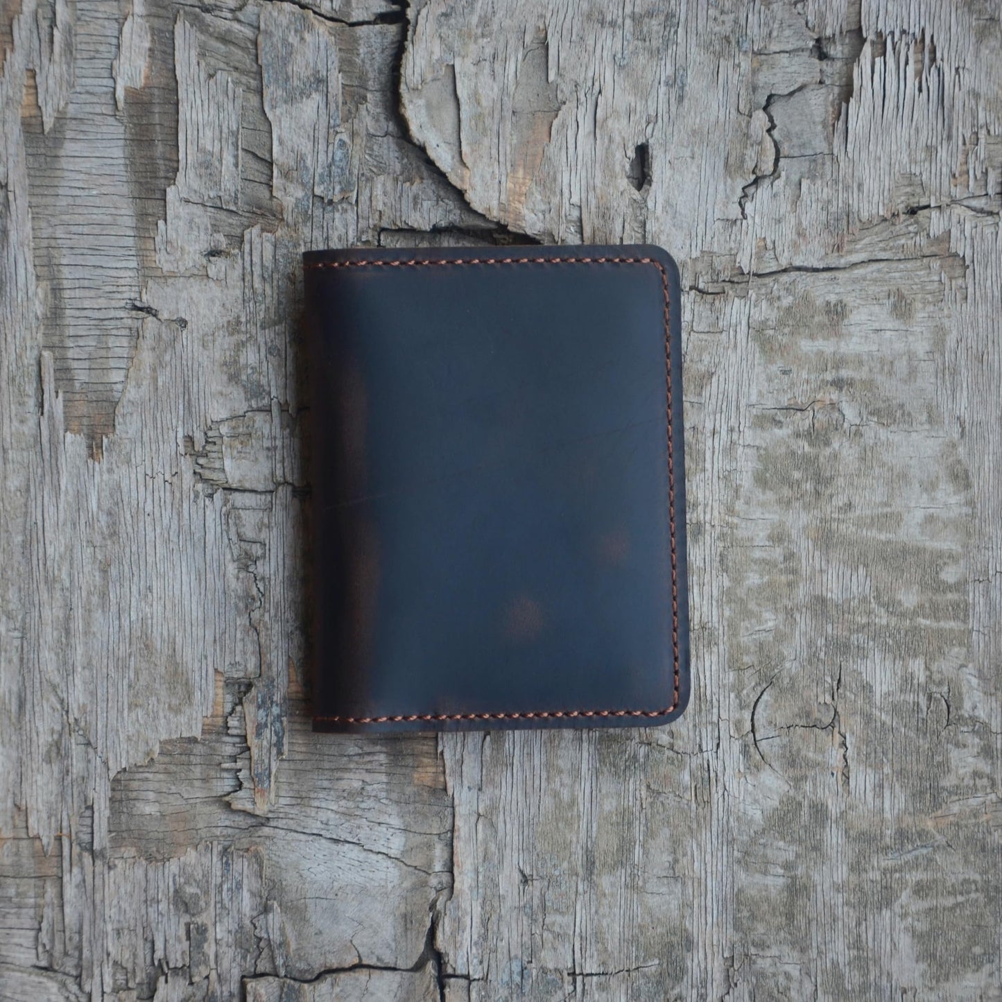 JJNUSA Handmade Distressed Men's Minimalist Leather Wallet Card Holder Wallets for Gifts style2 Darkbrown