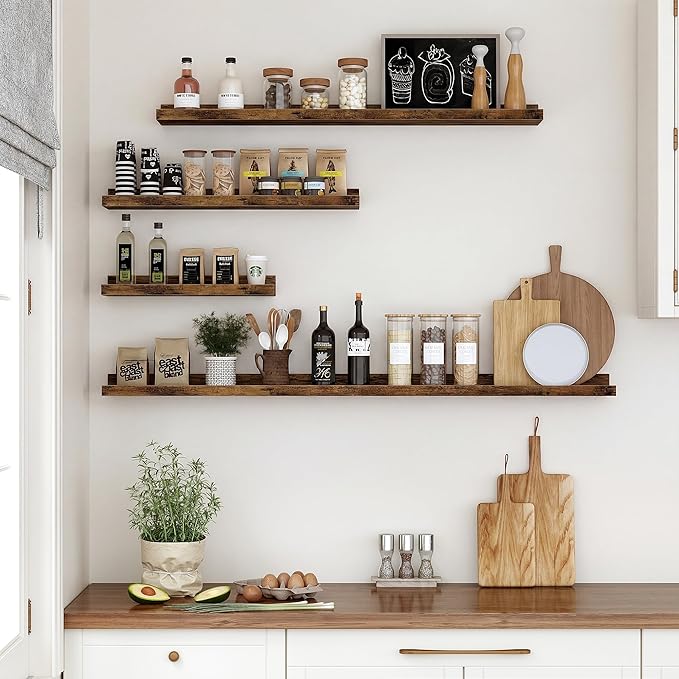 Floating Shelves for Wall, 36 inch Wood Floating Shelves Set of 2, Picture
