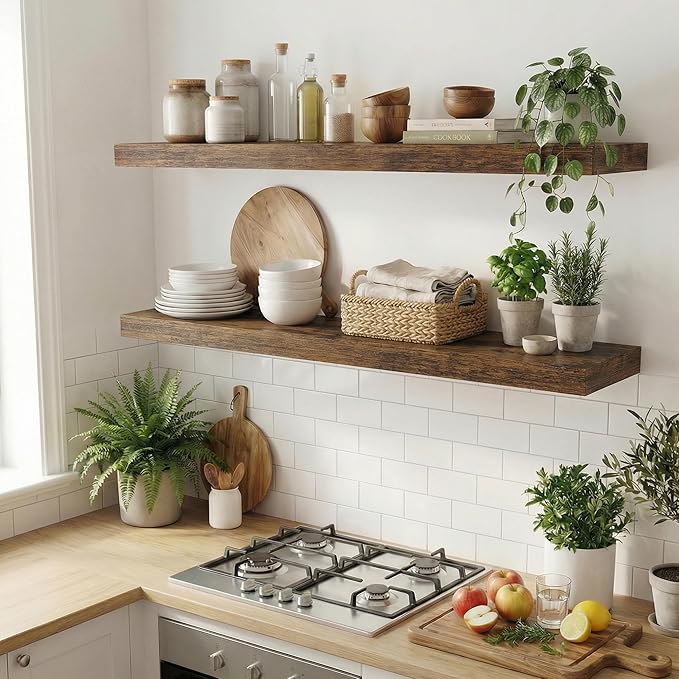 Dreamland 48 inch Floating Shelves, Rustic Wood Floating Wall Shelf
