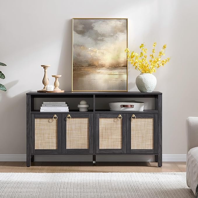 SICOTAS Rattan TV Stand for Television up to 65 Inch
