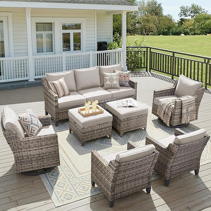 Wicker Patio Furniture Set-7 PieceAll Weather Outdoor Conversation Sets