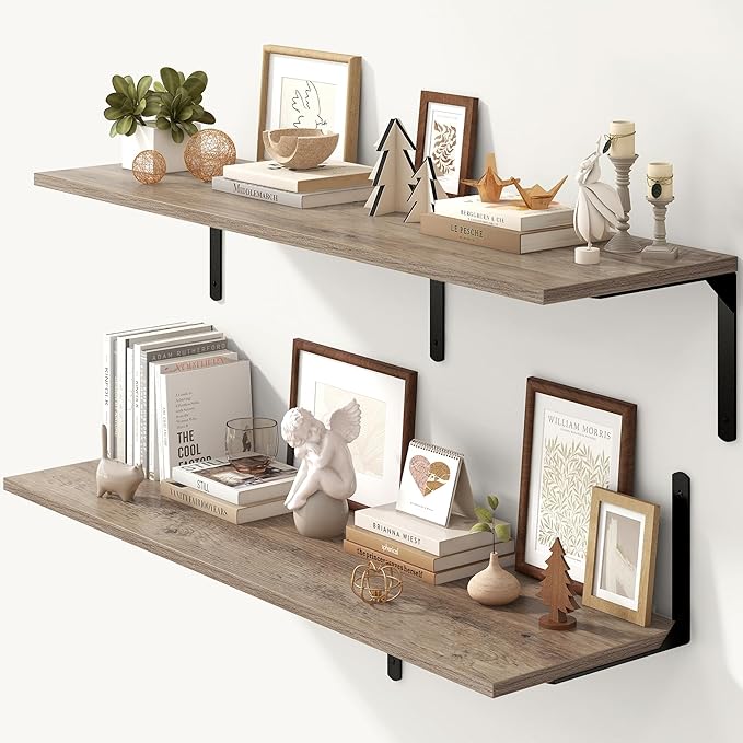 Fun Memories Floating Shelves for Wall, 12 Inch Deep Floating Shelves Set of 2