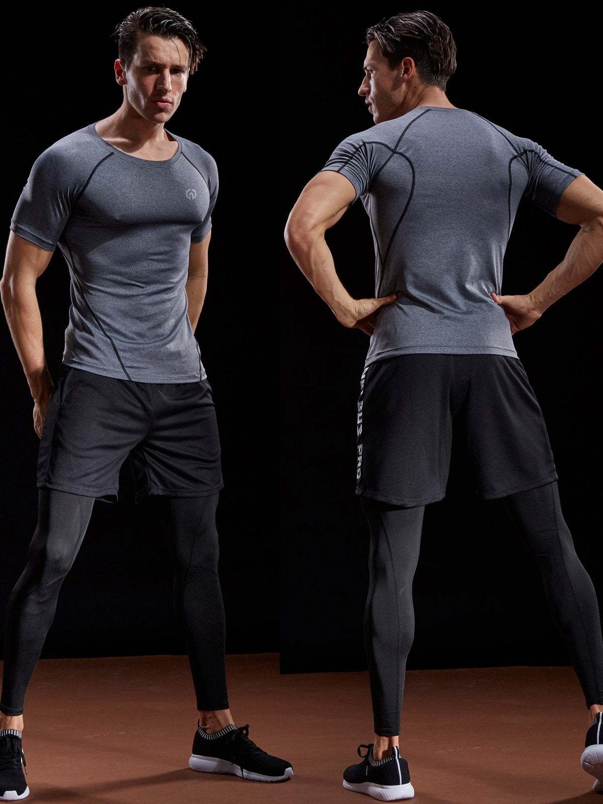 NELEUS Men's 3 Pack Compression Baselayer Athletic Workout T Shirts,5022,Black,Grey,Red,US L,EU XL