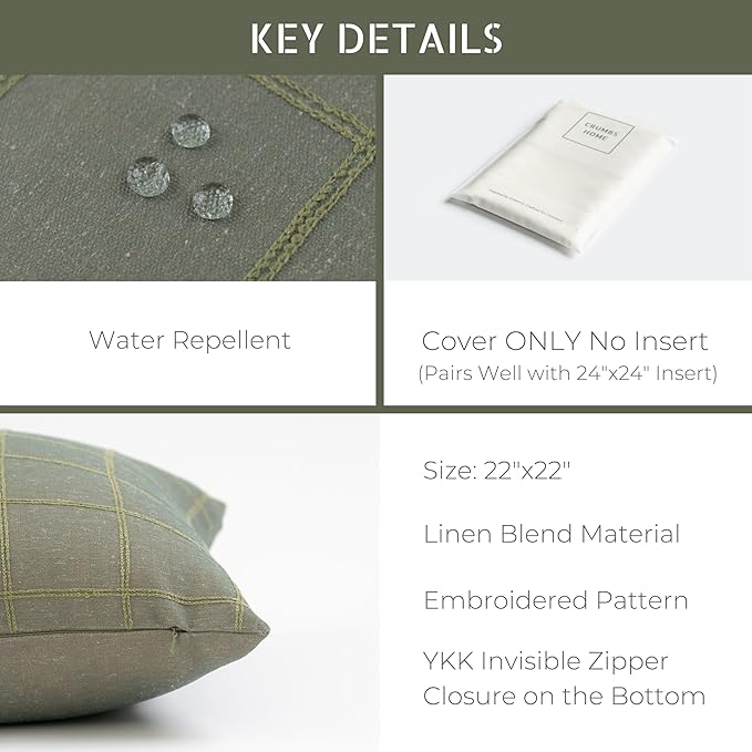 Crumbs Home Modern Farmhouse Fall Linen Indoor Outdoor Throw Pillow Cover Only