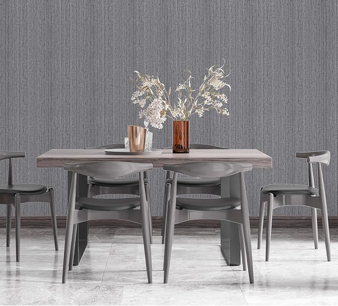 Grey Grasscloth Peel and Stick Wallpaper Faux Linen Textured Self Adhesive
