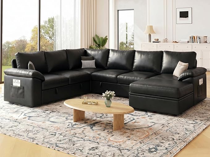108 Inch Faux Leather Modular Sectional Sofa