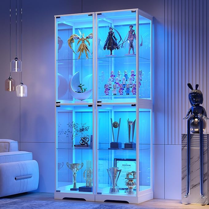 Glass Display Cabinet with Doors, Bookcase