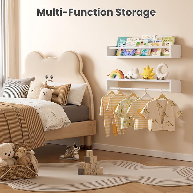 upsimples 2 Pack Nursery Book Shelves, 23.6 Inch Floating Bookshelves