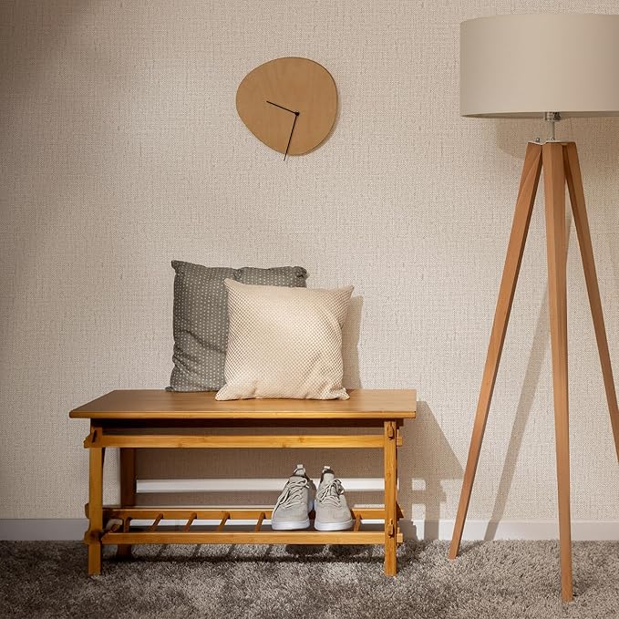 Beige Textured Contact Paper Grasscloth Wallpaper Peel and Stick Linen Self